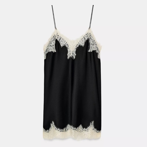 ZARA CONTRAST LACE SATIN TOP ZW COLLECTION - Picture 3 of 13